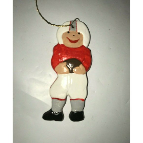 Baked and Treated Homemade CHRISTMAS Tree Ornament Football Player - Picture 1 of 5